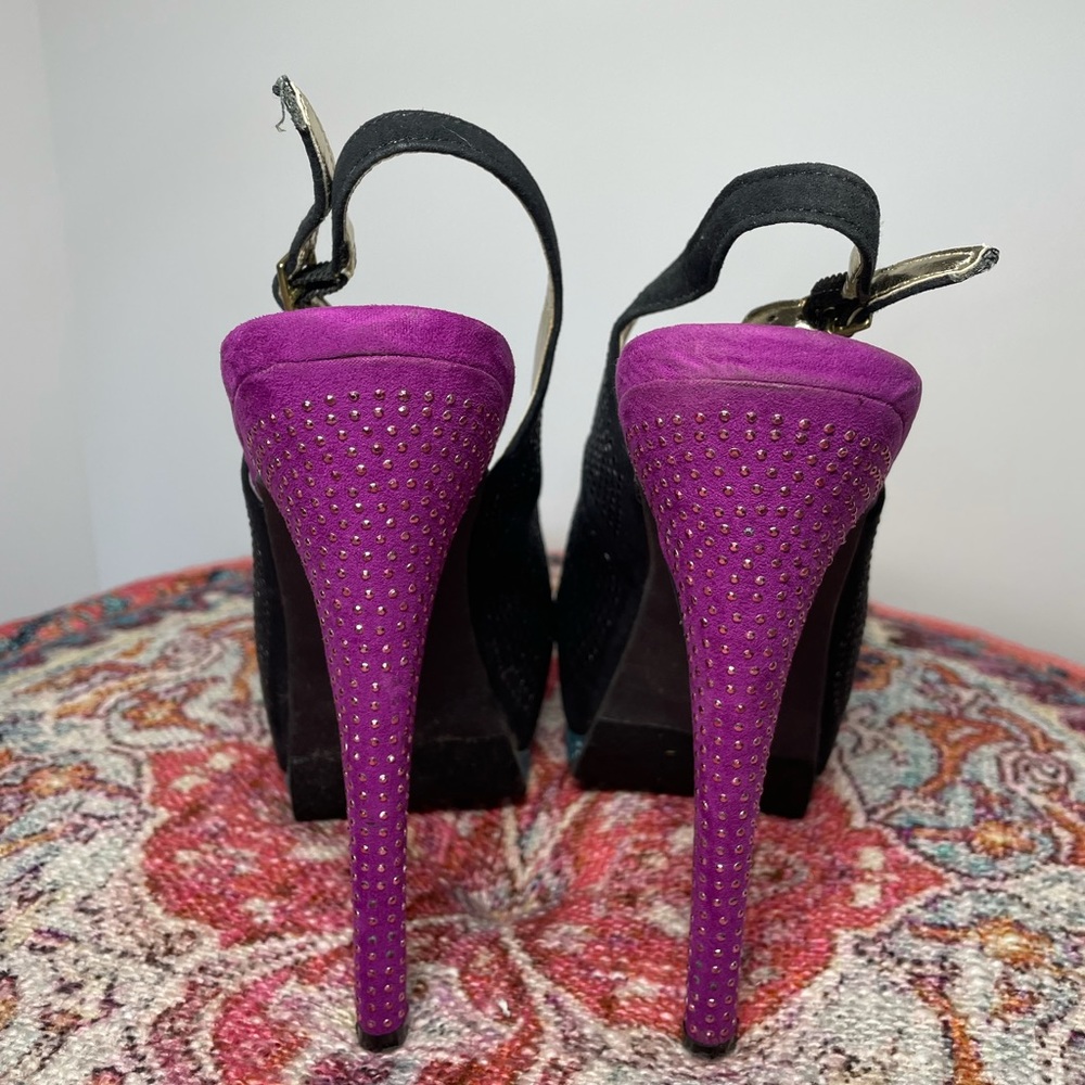 Groovy Platform Tri-Color Pumps with Rhinestones - Picture 3 of 6